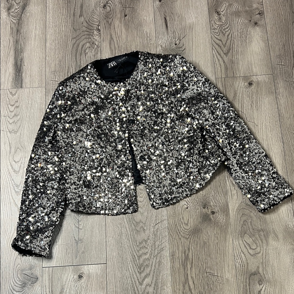 Zara Women's Silver Sequin Blazer